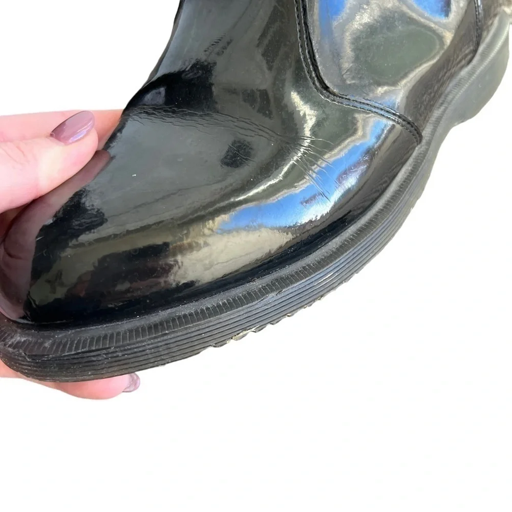 Dr. Martens - Faun Black Patent Leather Slip On Chelsea Boot Sz 9